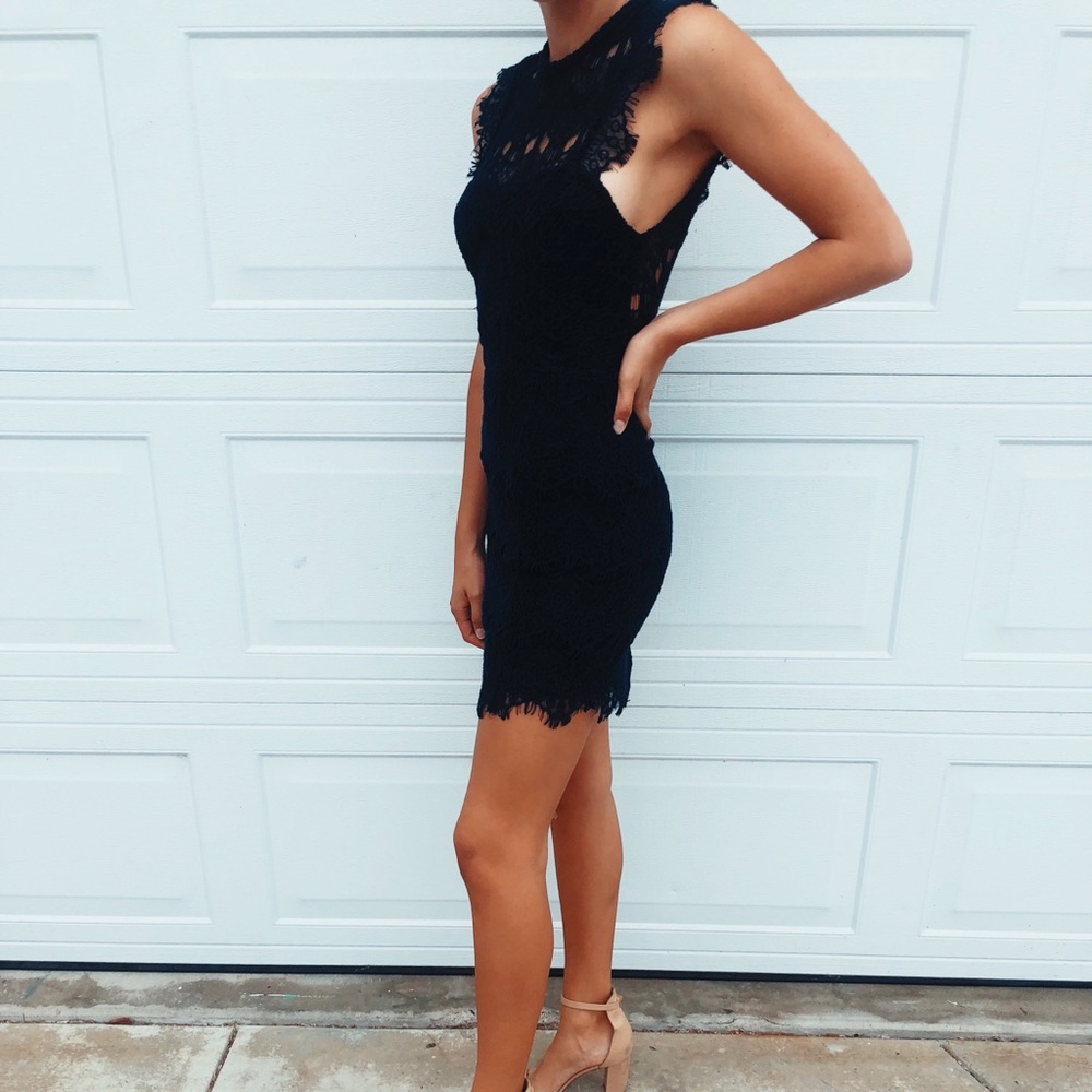 Free People Bodycon Navy Lace Dress